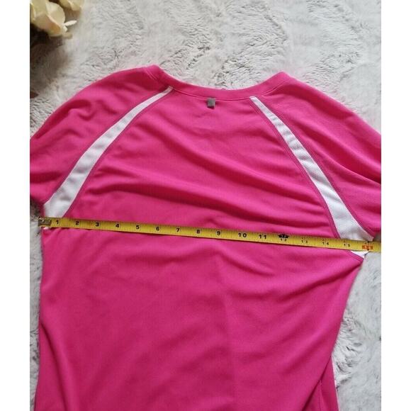 Nike Fit Dry Pink Long Sleeve White Mesh Exercise Top Crew Neck Size S - Picture 10 of 11